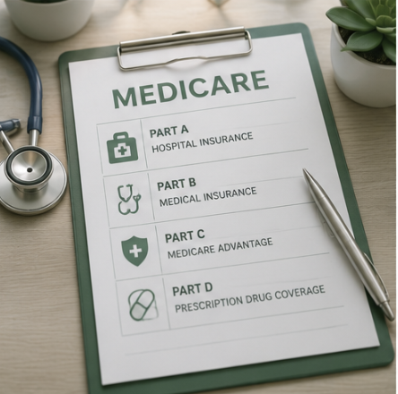 Medicare parts on clipboard